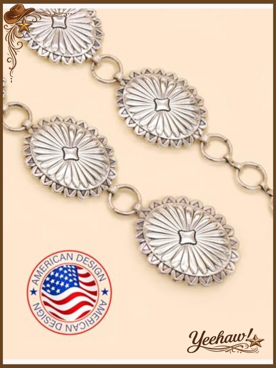Western Metal Concho Belt for Women Cowgirl Chain Belt for Dresses Jeans main image 7
